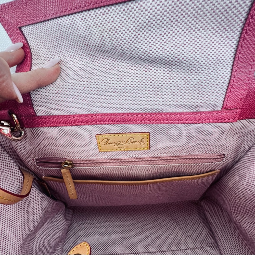 Dooney & Bourke Pink Pebbled Leather Janine Satchel Top Handle w crossbody strap - Picture 9 of 16